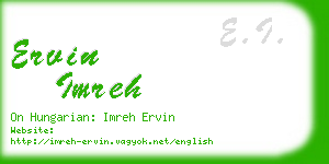 ervin imreh business card